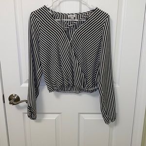 Striped Cinch Waist Crop Top